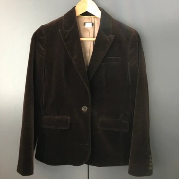 🚨FINAL SALE🚨 J. Crew Single Button Deep Brown Velvet Blazer - Picture 2 of 12